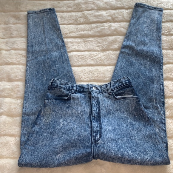 Vtg 80s Pulse acid wash Extreme high waist Skinny Stretch denim Jeans 25 waist - Picture 6 of 11